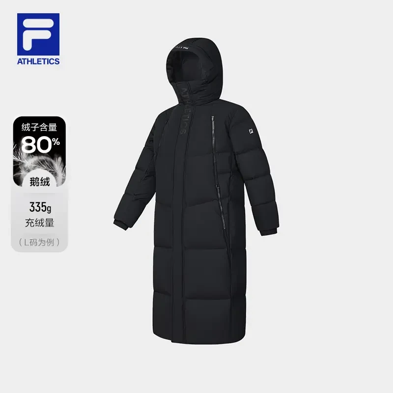 Fila/斐乐秋冬男子连帽高克重保暖鹅绒防风长款羽绒服秋冬穿搭