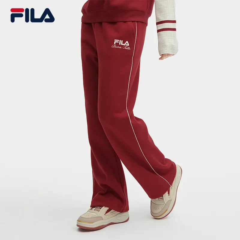 FILA斐乐【杨幂同款】2024新款保暖针织宽松阔腿长裤F11W419611F