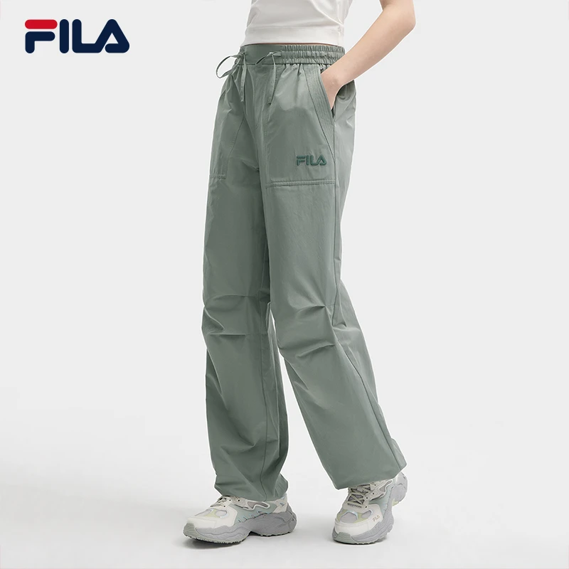 Fila/斐乐女梭织长裤舒适直筒百搭运动休闲裤【雅丹风】休闲百搭