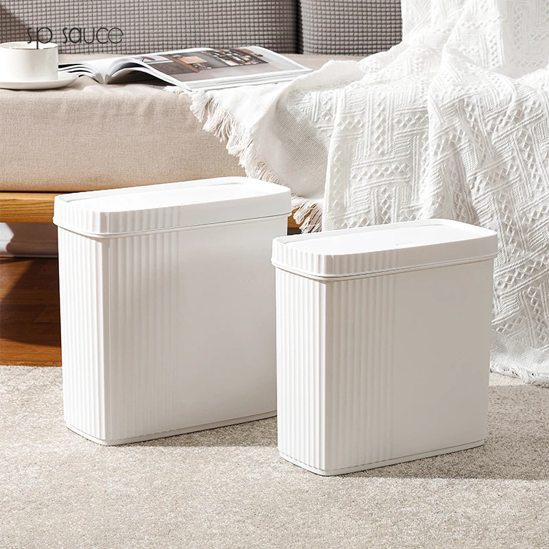 日本垃圾桶厕所卫生间按压式带盖家用客厅轻奢厨房大号窄夹缝纸篓