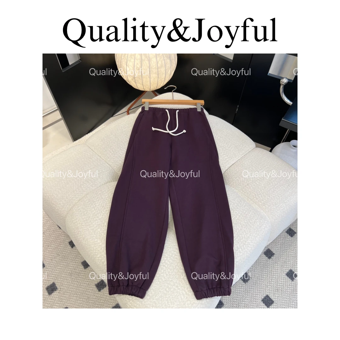 【慵懒至上】爆款黑科技桑蚕丝＋羽绒 抽绳松紧腰束脚加绒休闲裤