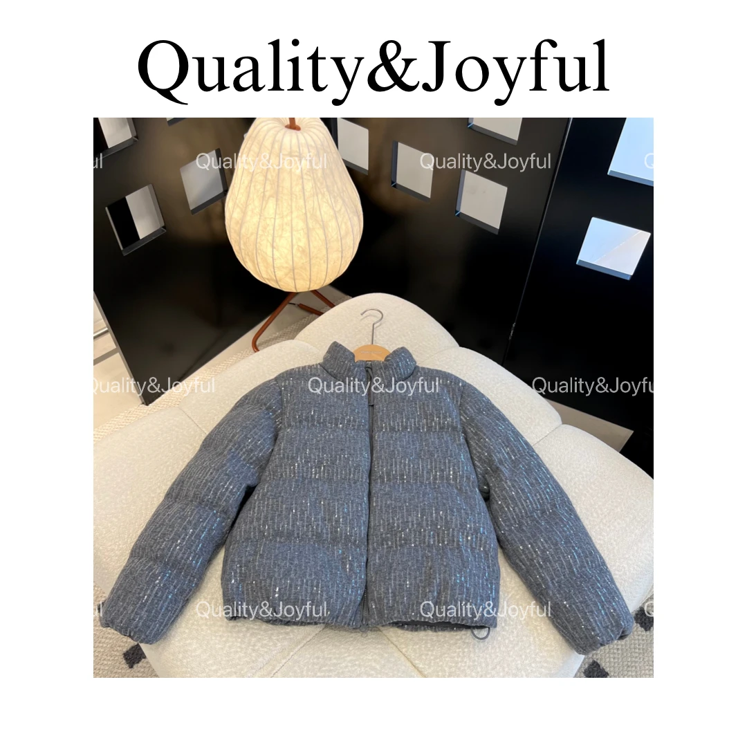 【极光星夜】冬季新款BC 亮片90白鹅绒羊毛保暖羽绒服立领外套