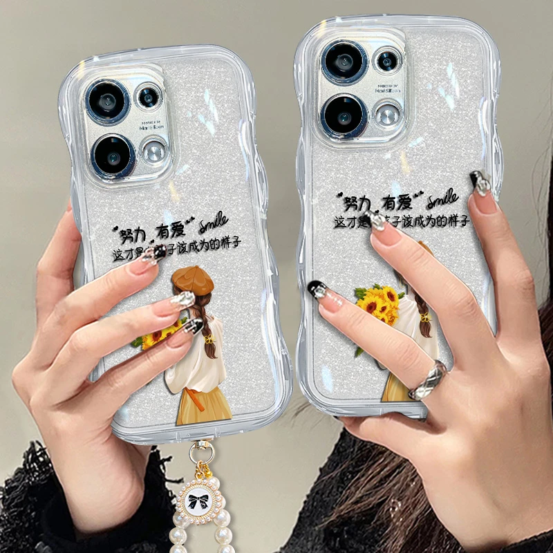 适用opporeno9手机壳努力有爱透明硅胶软壳镜头全包防摔保护套