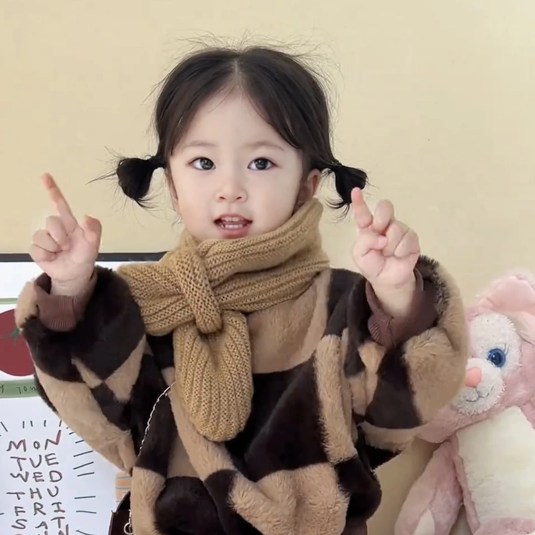 【小布丁】ins婴儿秋冬百搭纯色套口儿童针织围巾男女宝宝保暖围脖