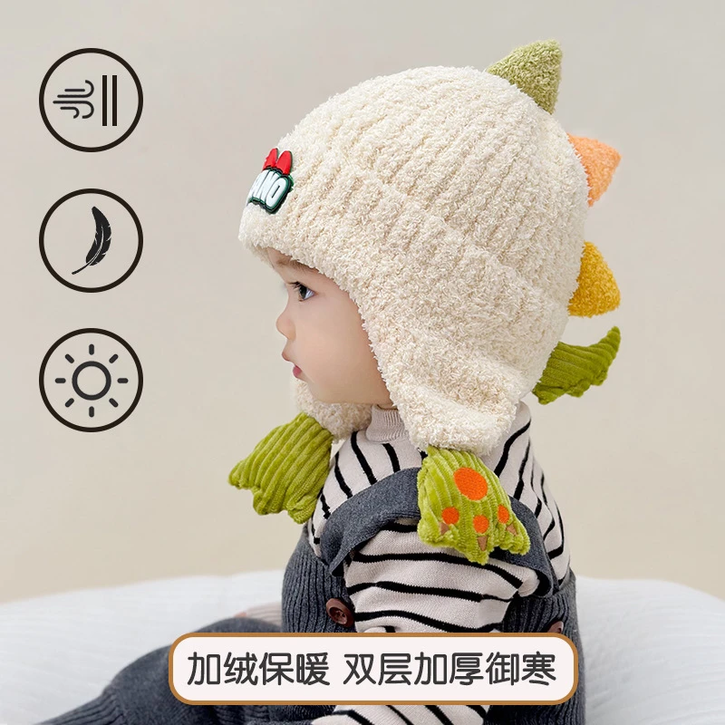 【小布丁】儿童帽子宝宝秋冬款毛绒帽男女童加厚男孩搞怪套头护耳帽