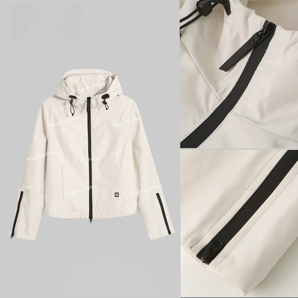 2024新款时尚设计冲锋衣连帽短外套58021