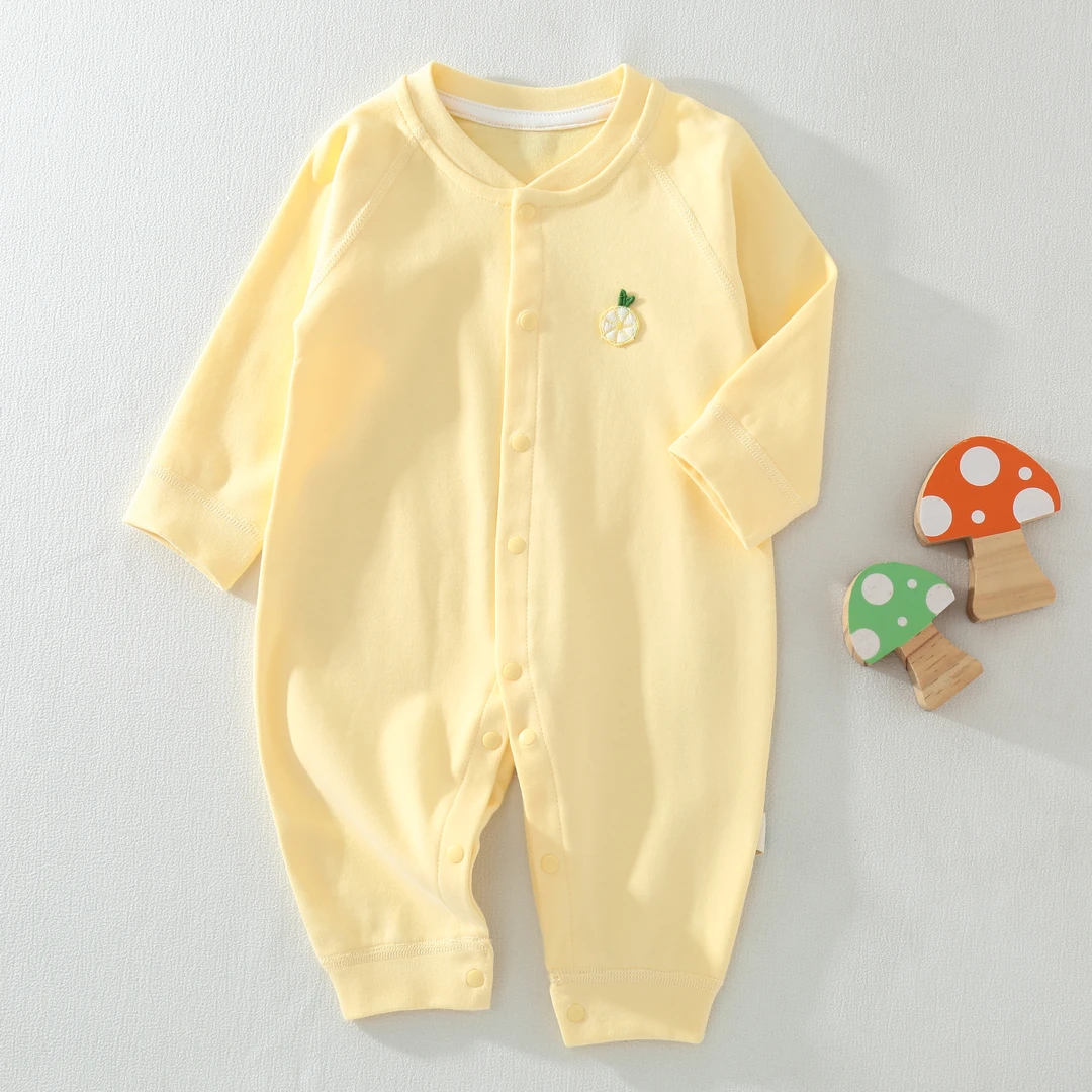 婴幼儿四季款长袖纯棉无骨爬服连体衣新生儿宝宝睡衣春秋款打底