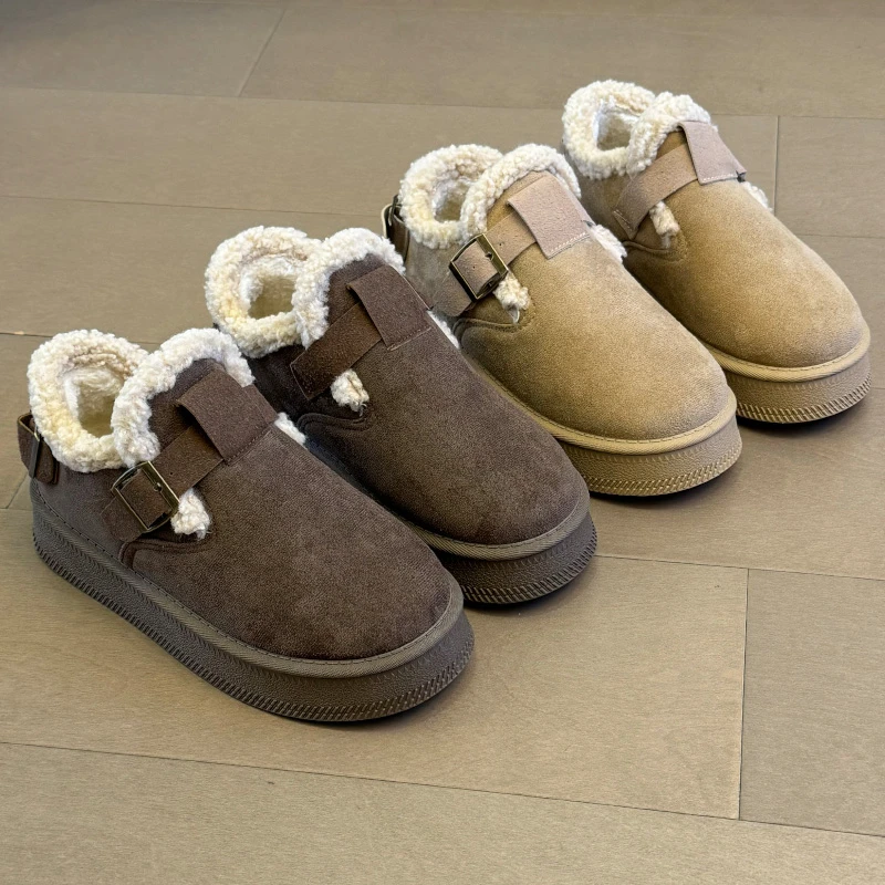 35-43大码勃肯雪地靴女2025冬季新款加绒加厚41保暖短筒毛毛棉鞋