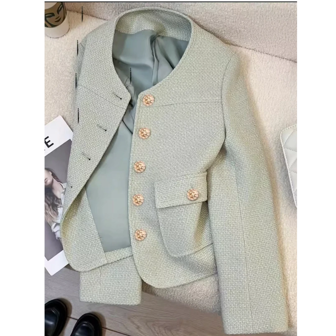 2024新款秋装上新名媛气质显瘦轻奢粗花呢洋气小香风外套-6681