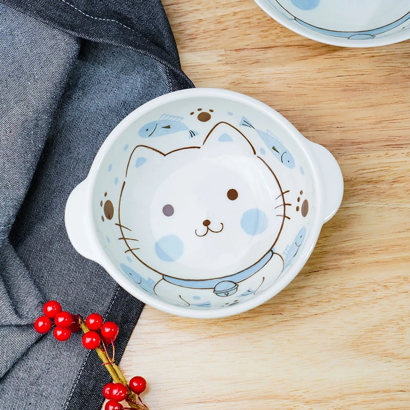 【单个】美浓烧日本进口卡通可爱碗盘面碗儿童陶瓷餐具套装情侣家居