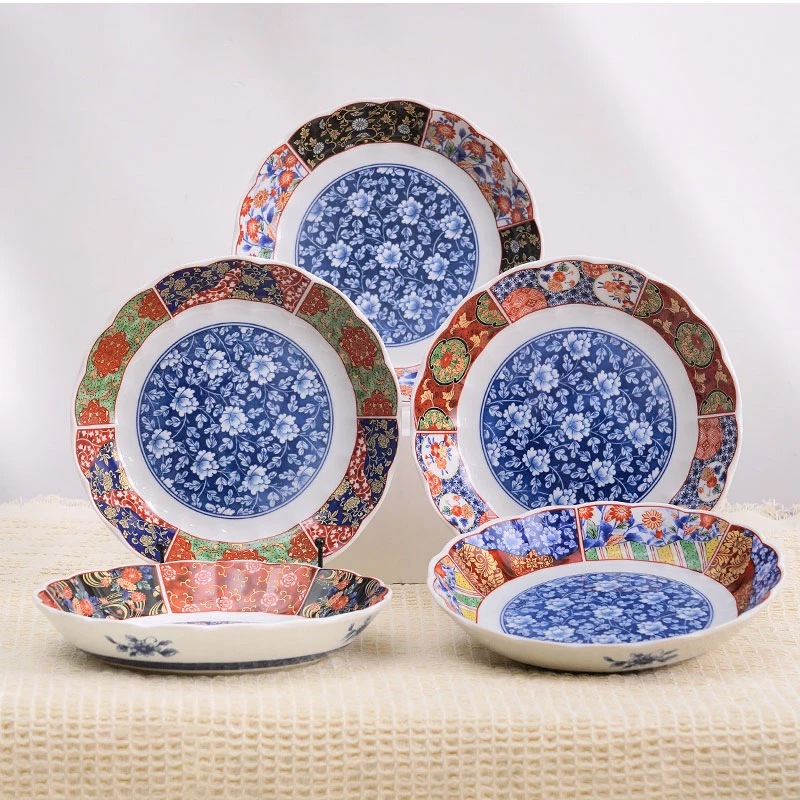 美浓烧日本进口家用陶瓷大号盘子日式宫廷风餐盘复古精致好看餐具