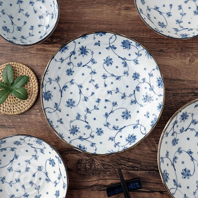 美浓烧日式进口餐具陶瓷碗面碗饭碗汤碗碟盘子家用碗釉下彩好清洗