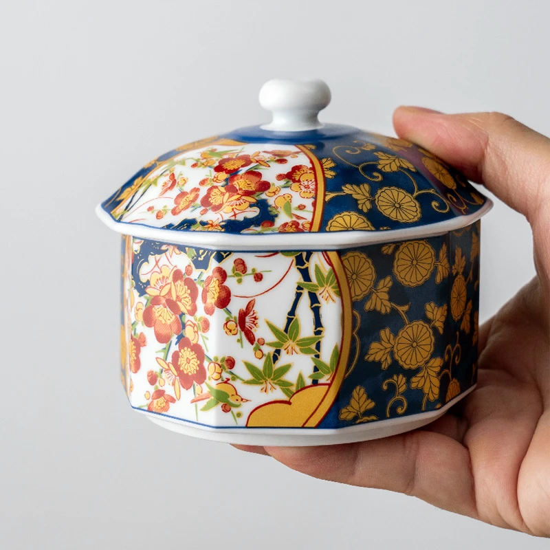 美浓烧日本进口陶瓷盖碗家用日式轻奢高颜值碗好看碗带盖宫廷风