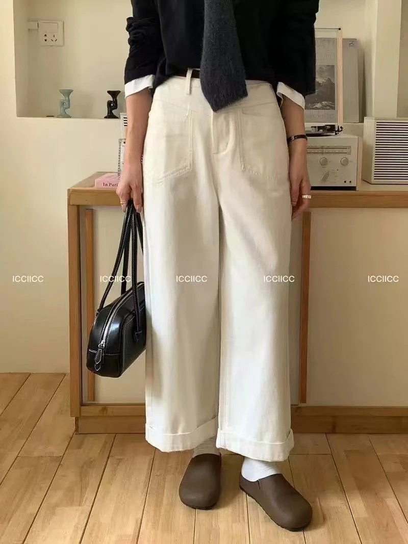 小个子款磨毛中筒牛仔裤