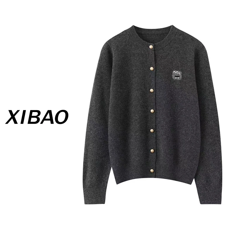 【小怪兽】进口美丽诺超细羊毛圆领开衫外套