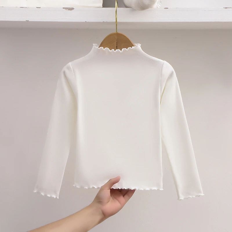 童泰【断码】新款女童打底衫秋冬款儿童潮流木耳边纯色长袖T恤中大