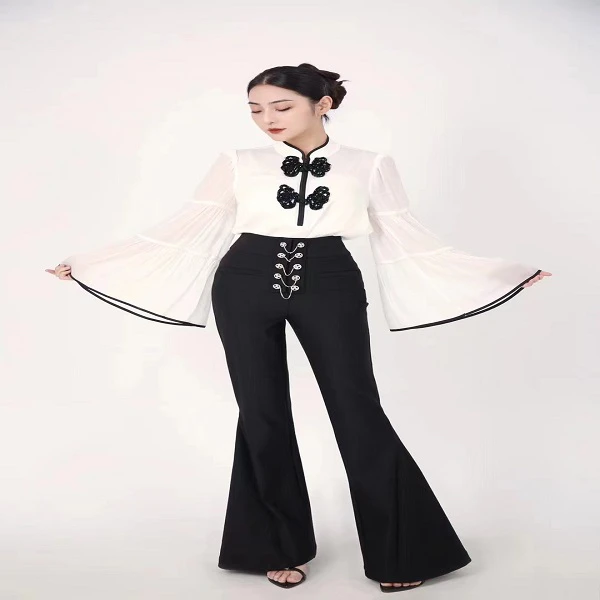 衬衫显瘦黑色修身服装