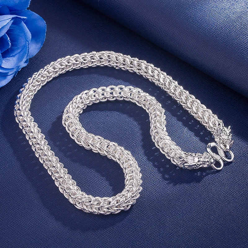 龙链粗时尚霸气马鞭链纯银足银大项链经典龙骨999