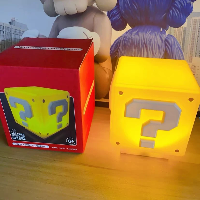 马里奥灯超级玛丽问号小夜灯方块砖块发声头顶led现代创意夜灯