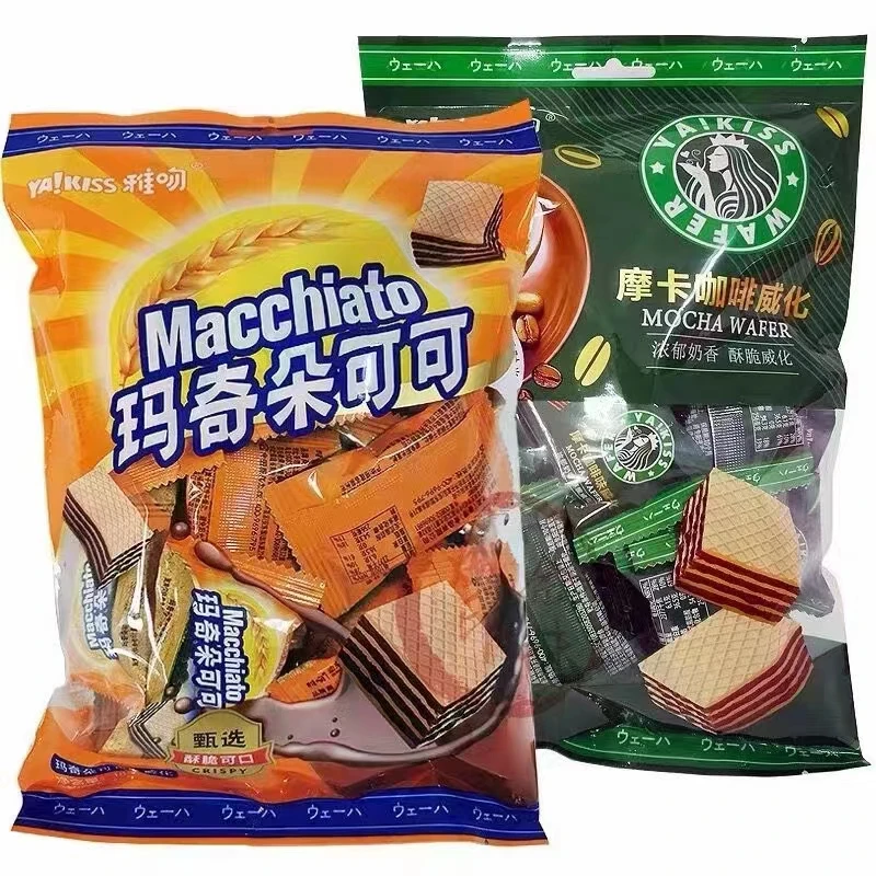 雅吻摩卡咖啡味威化饼干/玛奇朵可可威化/珍珠奶茶/杨枝甘露/白桃