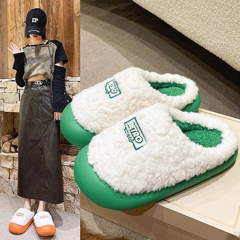 【高品质半拖】棉拖鞋女2023新款冬季室内情侣家居拖鞋加绒外穿棉拖