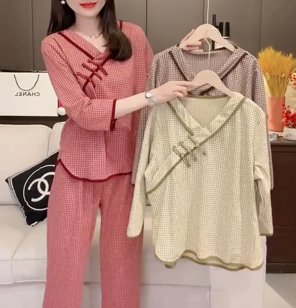 国风彩格子家居服两件套【实物微色差】