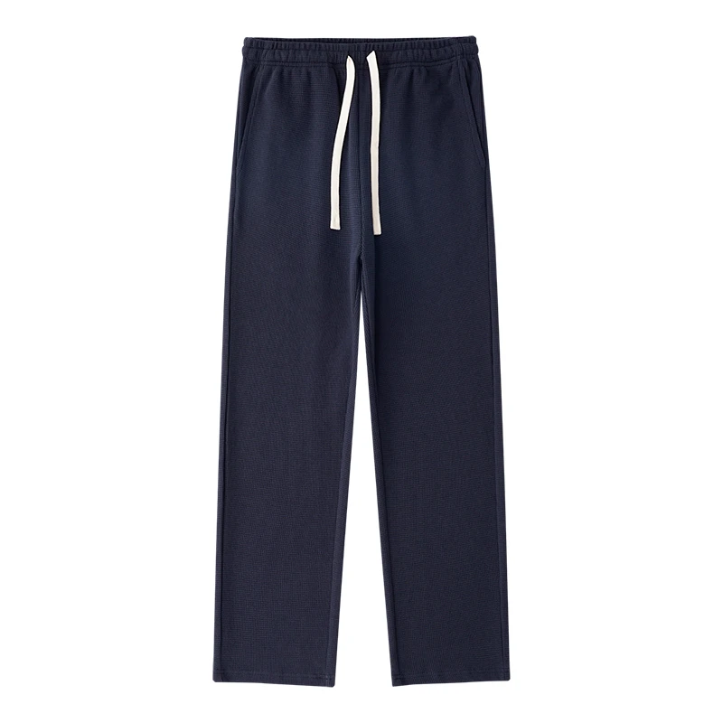 冠欧奥斯重磅华夫格卫裤男春秋新款休闲宽松直筒休闲长裤男士运动