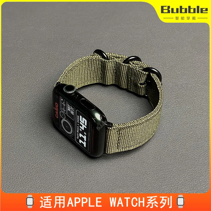适用iwatch手表S10苹果S8表带s7尼龙编织6回环s9运动ULTRA2高级感