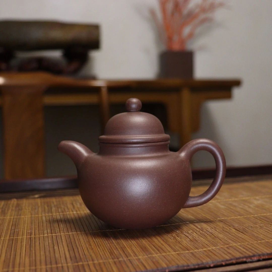 掇球壶 紫泥 助工谈智捷宜兴紫砂壶泡茶精工半手工茶壶家紫泥泡茶