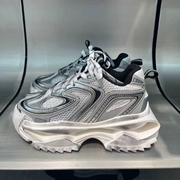 FACEPA新款潮鞋百搭脏脏鞋男休闲鞋厚底皮鞋真皮时尚厚底老爹鞋