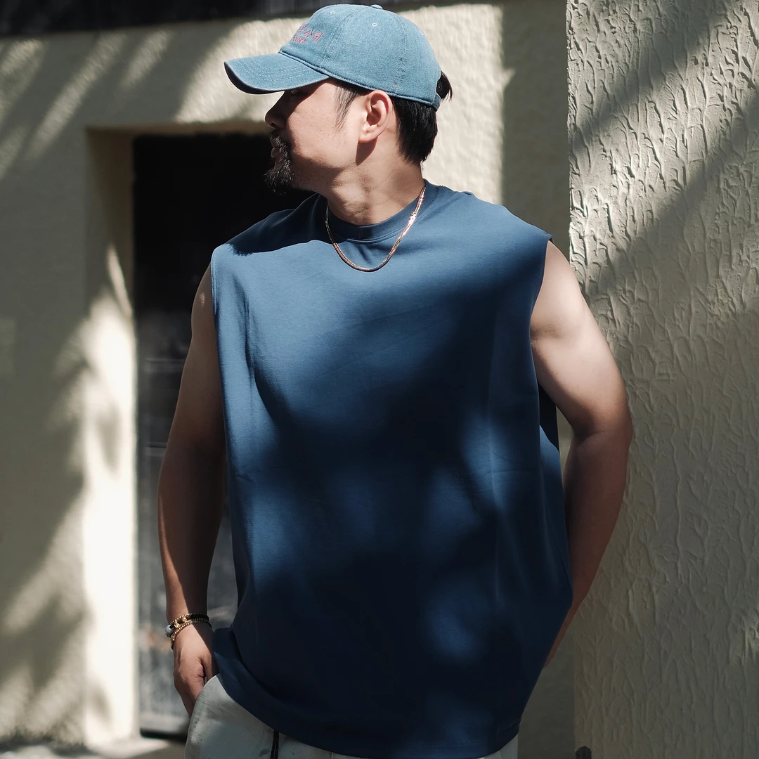 EMLESS24基础纯色无袖背心T恤透气运动坎肩日系宽松百搭户外男女