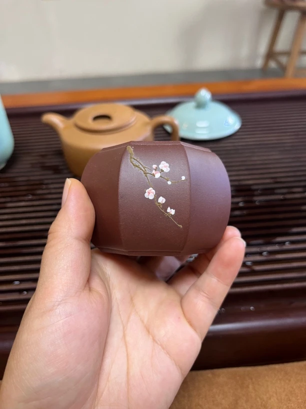 【长物造器】宜兴紫砂花盆 半手工 紫泥 六方泥绘紫砂微型花盆