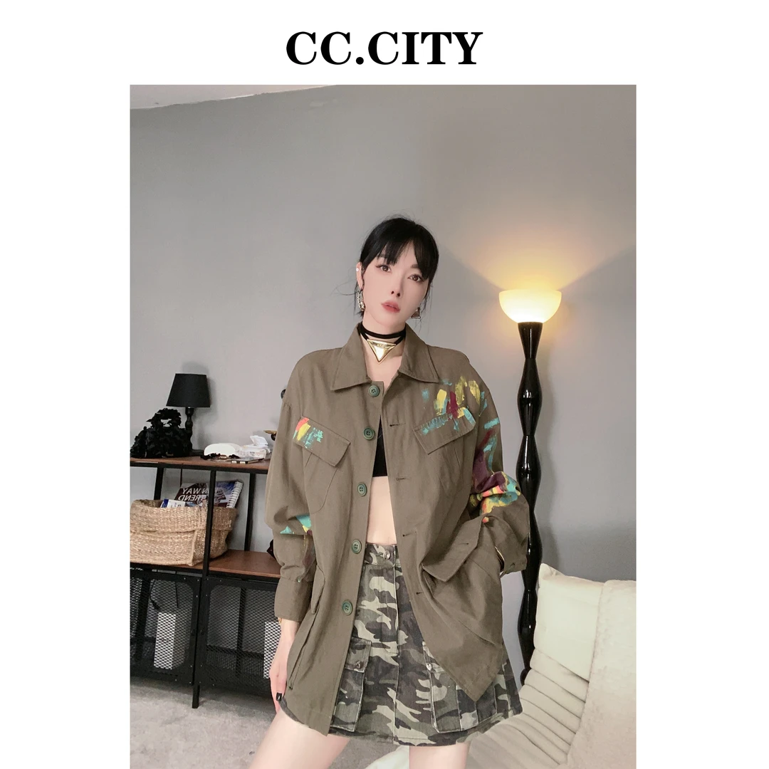 【蔡丽丽 & CC.city 】时尚洋气扎染风设计感外套93153