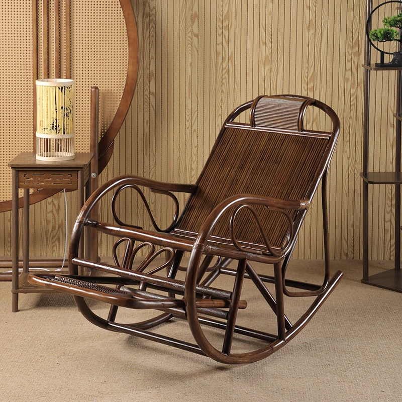 天然印尼藤摇摇椅躺椅手工藤椅老人休闲午睡椅阳台户外家用藤摇椅