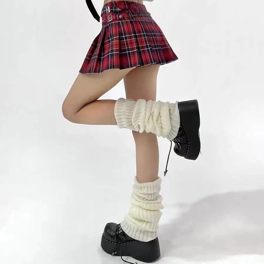显瘦宽松白色袜套秋冬长袜日系辣妹y2k腿套jk风长筒堆堆袜高颜值
