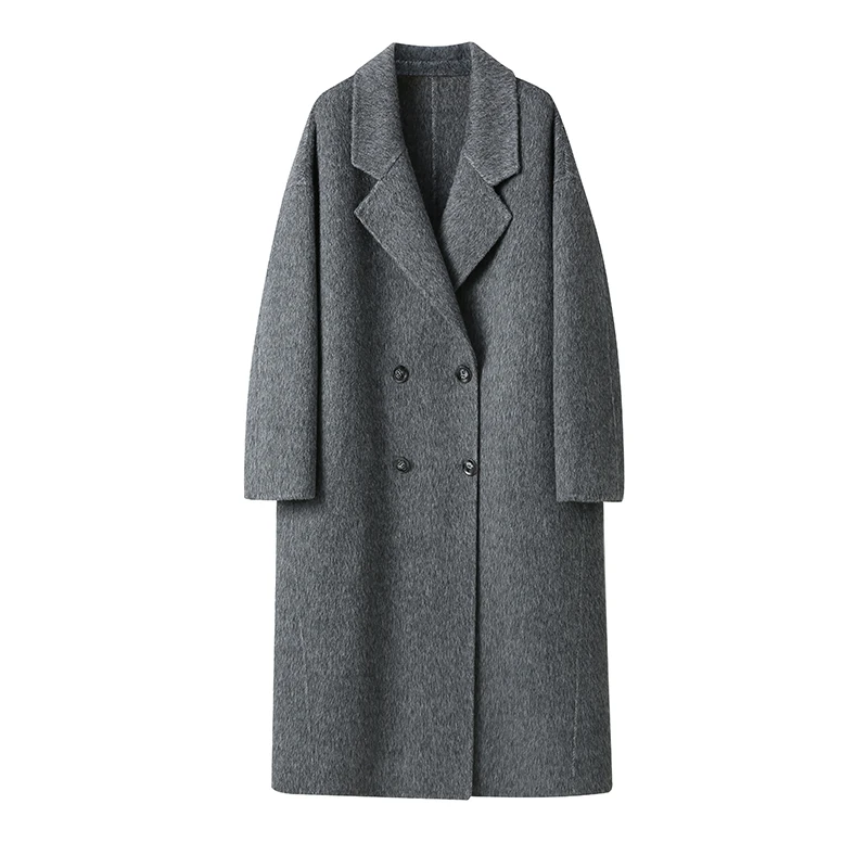 2024新款女装牦牛绒超细初剪羊毛宽松气质轻奢时尚双面大衣12396