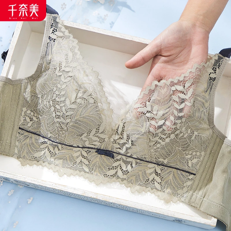 舒适无钢圈超薄款调整型内衣女轻薄透气聚拢性感法式文胸大胸显小