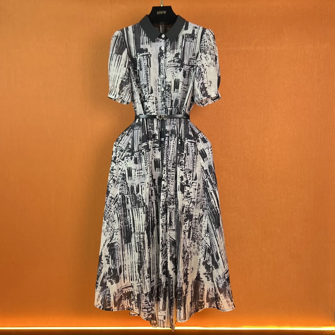 【霞蔚云蒸】HWW轻奢设计师短袖时尚优雅法式连衣裙女THYXC402468