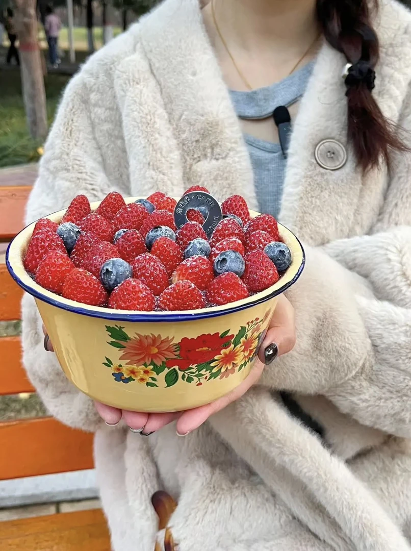 复古瓷盆草莓蛋糕昆明武汉重庆成都杭州北京上海深圳全国抖音配送