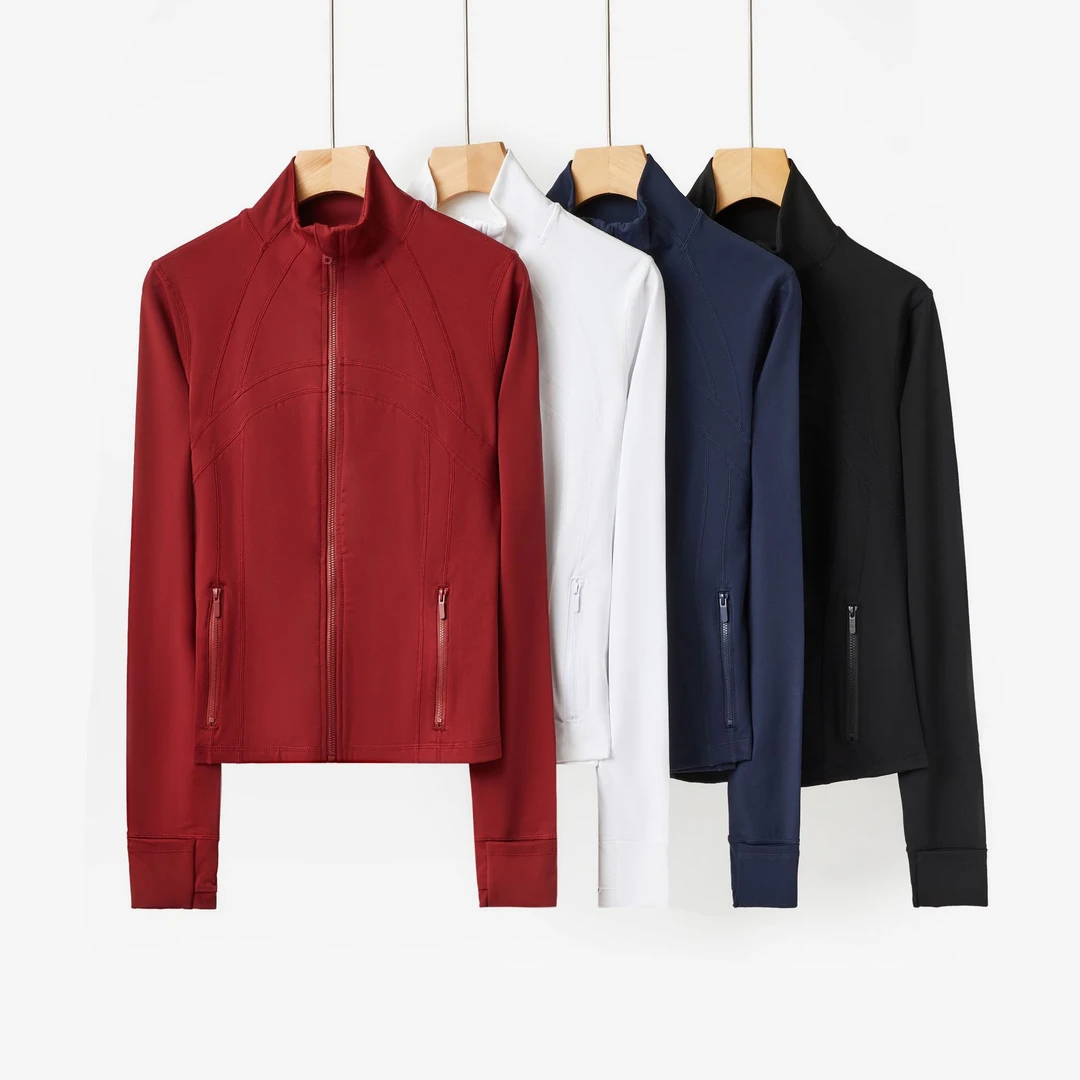 新款瑜伽健身立领DF外套女士修身显瘦弹力拉链跑步休闲上衣女长袖