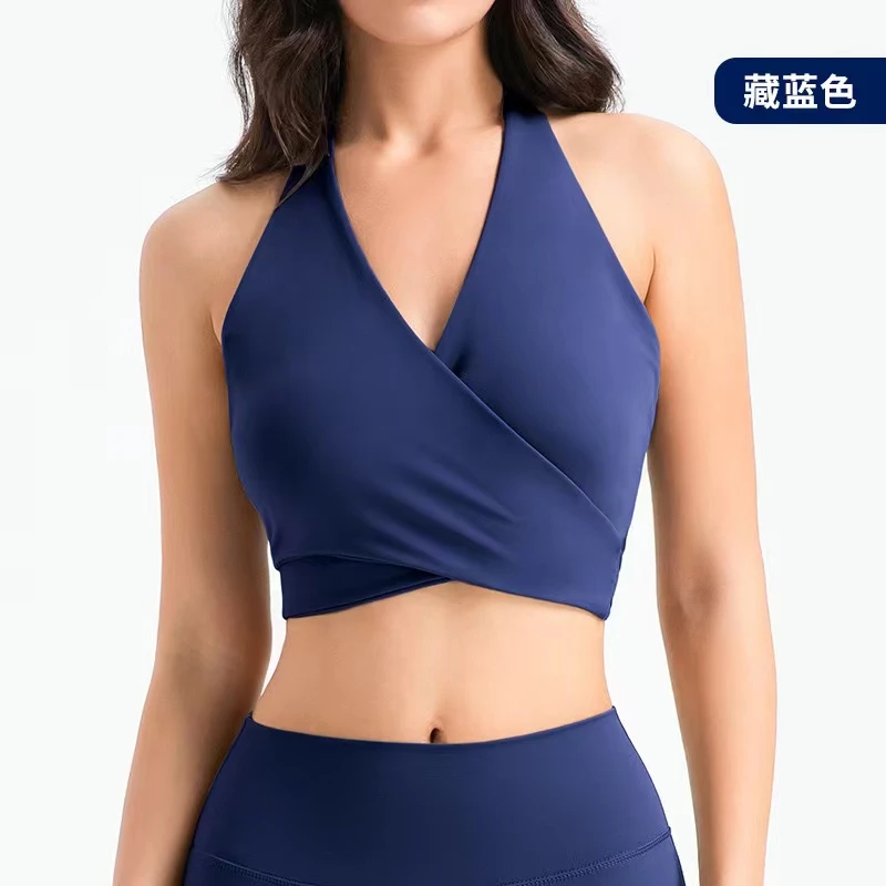 美背运动背心交叉绑带运动健身内衣背心带胸垫性感瑜伽内衣背心