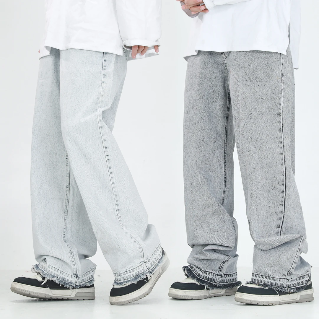 聪明陈 美式复古高街百搭直筒牛仔裤潮牌垂感休闲长裤男40138