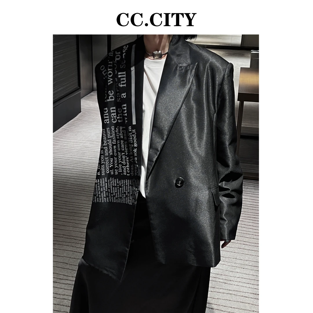 【蔡丽丽&CC.city】街头风 设计款气质宽松字母印花西装外套33328