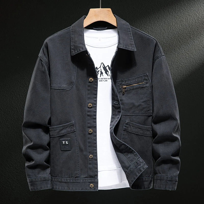 MR.MUDI/穆迪先生工装牛仔外套男春秋款穿搭宽松夹克飞行员衣服