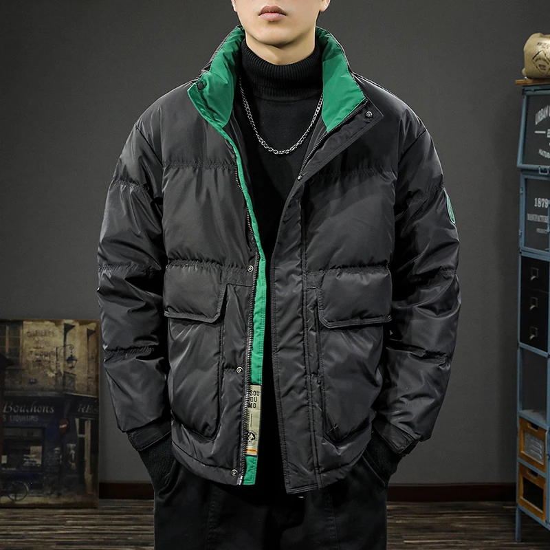 MR.MUDI/穆迪先生冬季纯色保暖防风羽绒服男宽松立领休闲外套