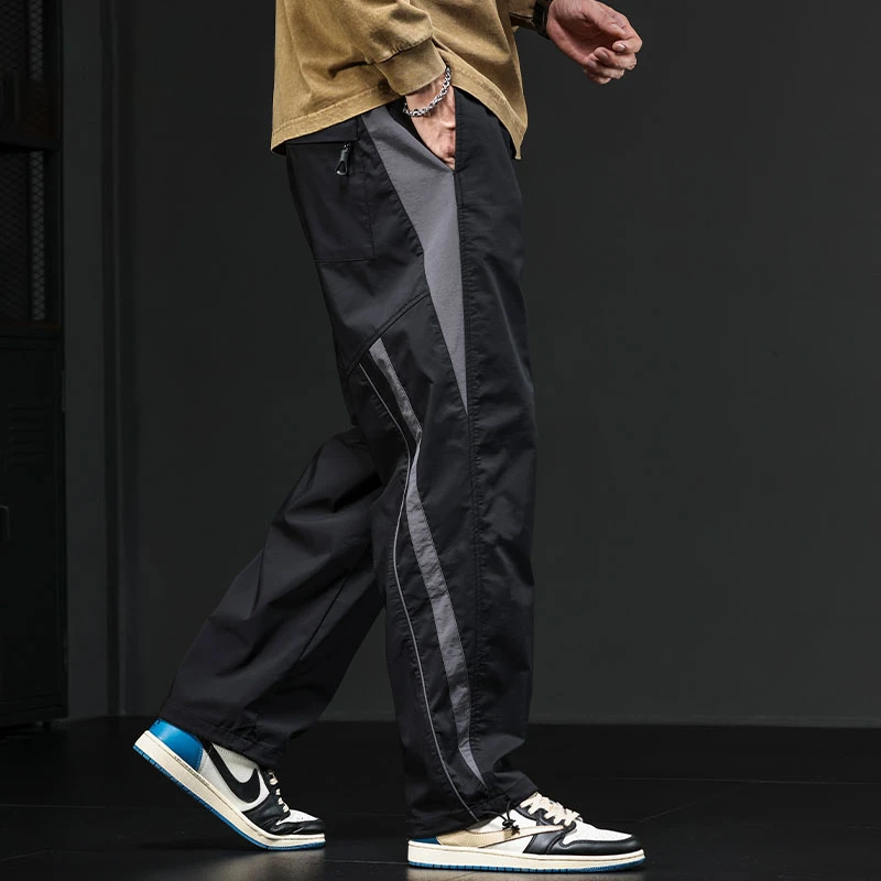 MR.MUDI/穆迪先生休闲裤男款秋季男冰丝裤子垂感宽松直筒阔腿长裤