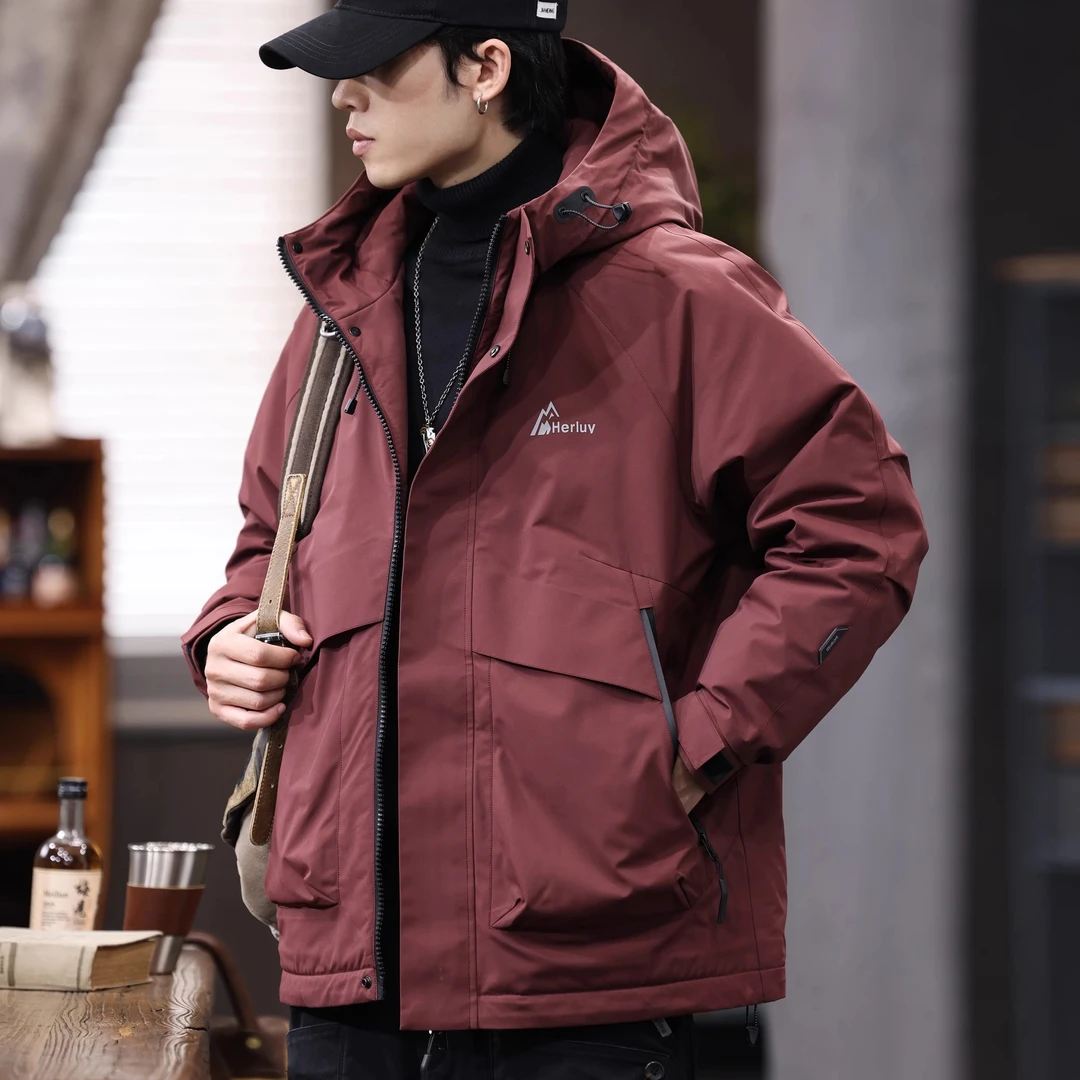 MR.MUDI/穆迪先生冬美式工装连帽羽绒服男宽松大码冲锋衣休闲外套