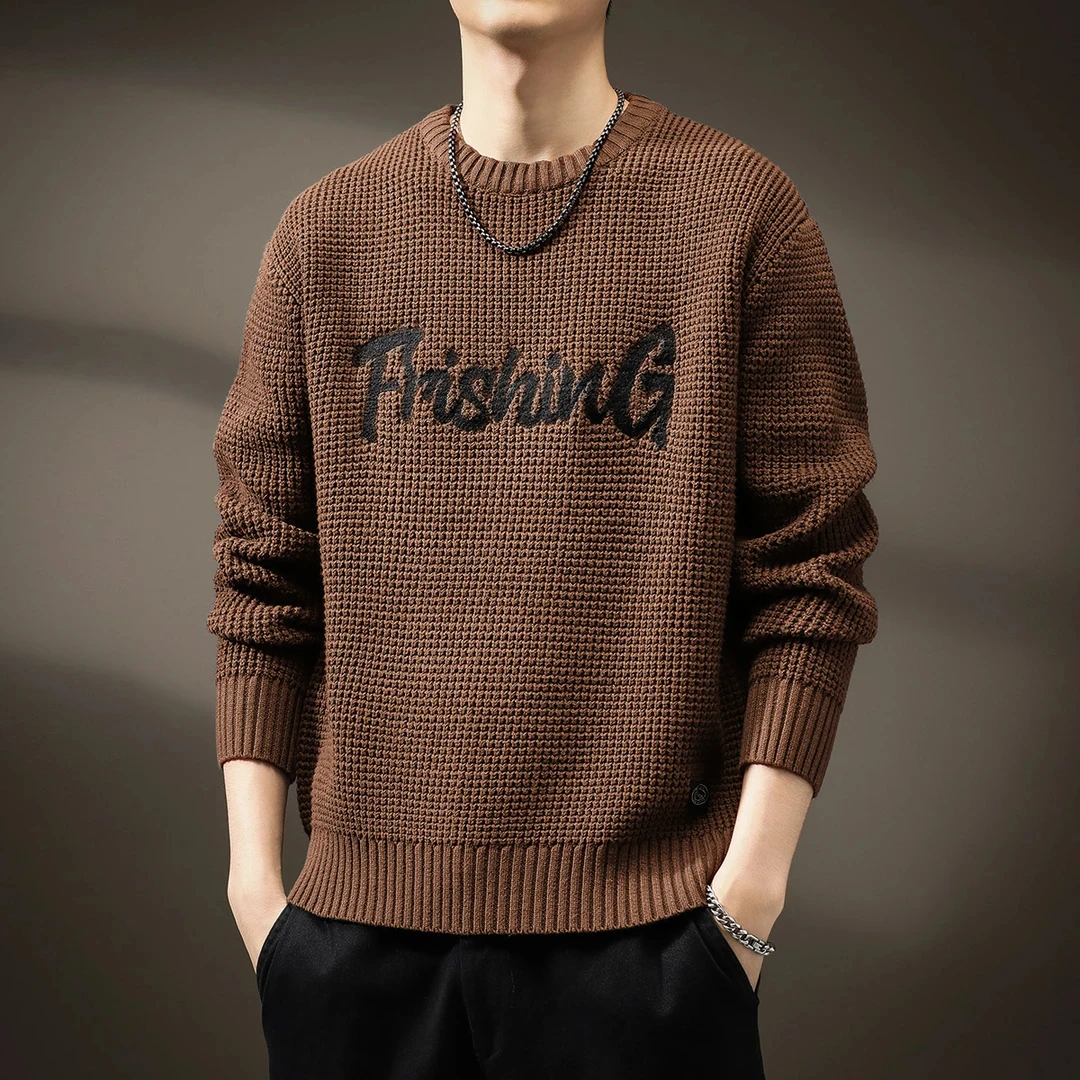 MR.MUDI/穆迪先生高端复古男毛衣2025秋季新款菠萝纹休闲针织衫