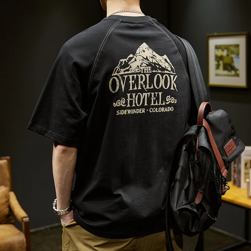 MR.MUDI/穆迪先生短袖t恤男纯棉夏季美式宽松潮流ins印花百搭半袖