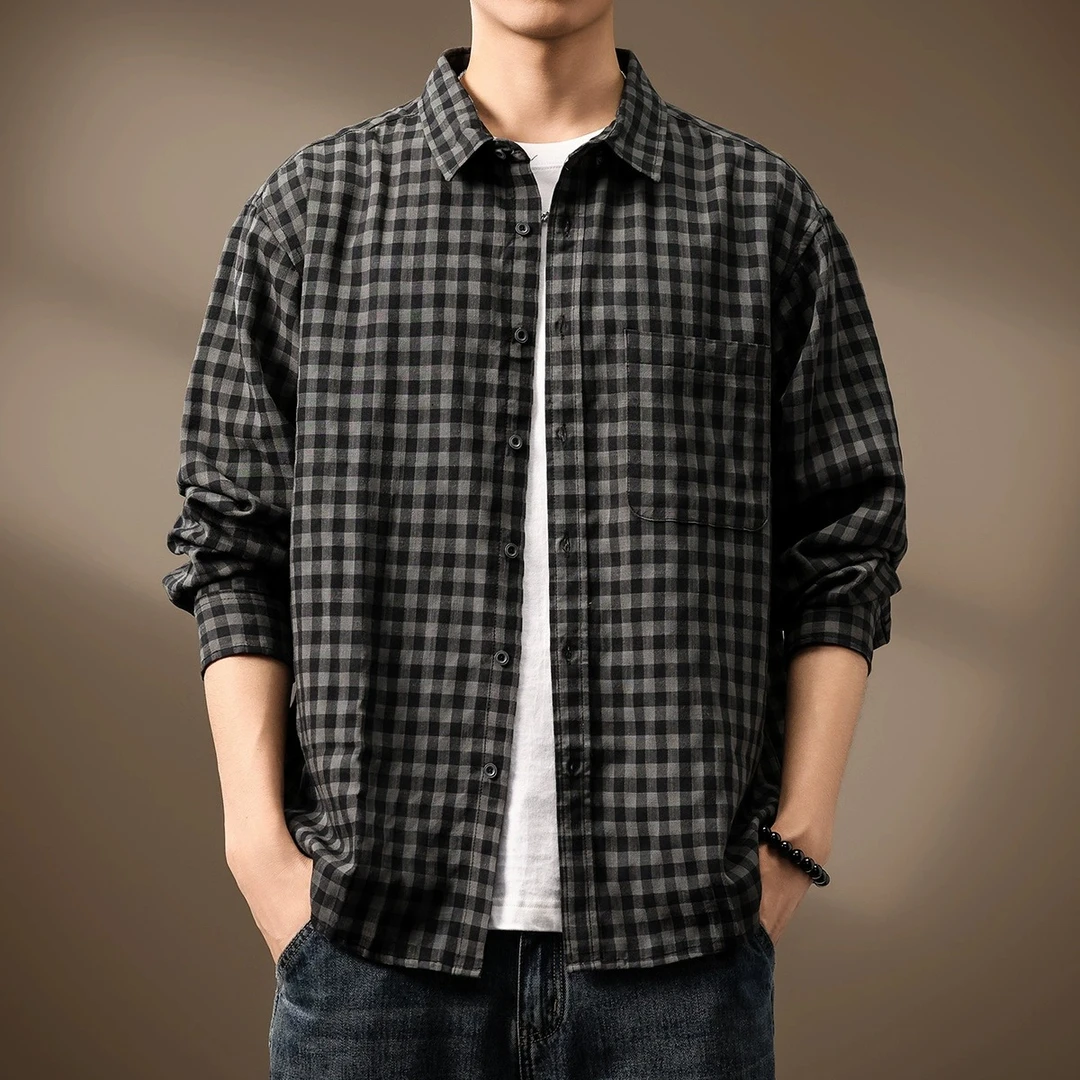 MR.MUDI/穆迪先生高端格子衬衫男秋季2025新款宽松休闲百搭衬衣